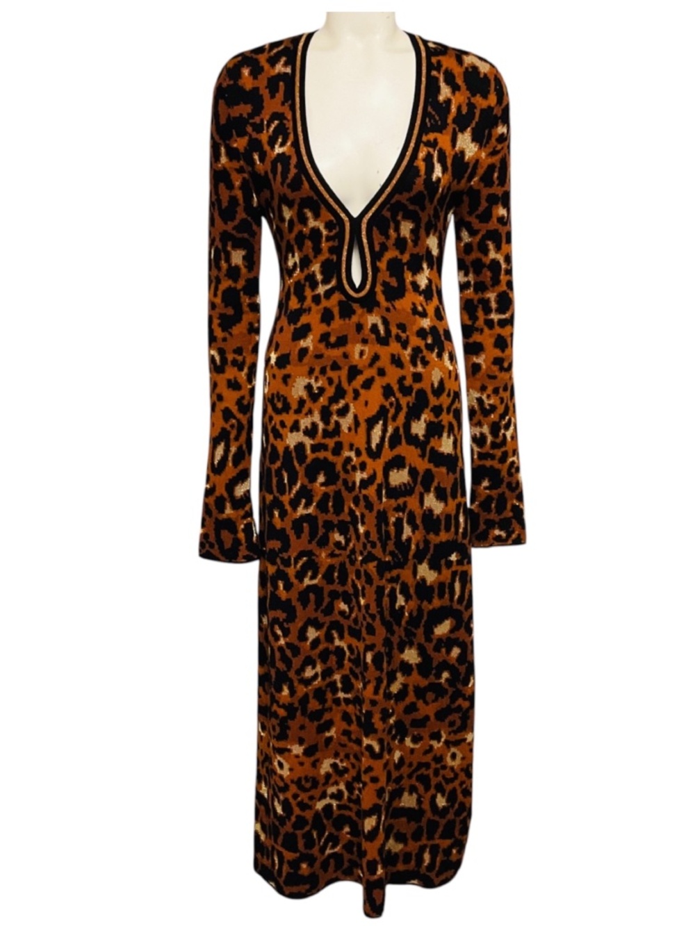 JOHANNA ORTIZ BROWN / BLACK AMUR LEOPARD MIDI DRESS